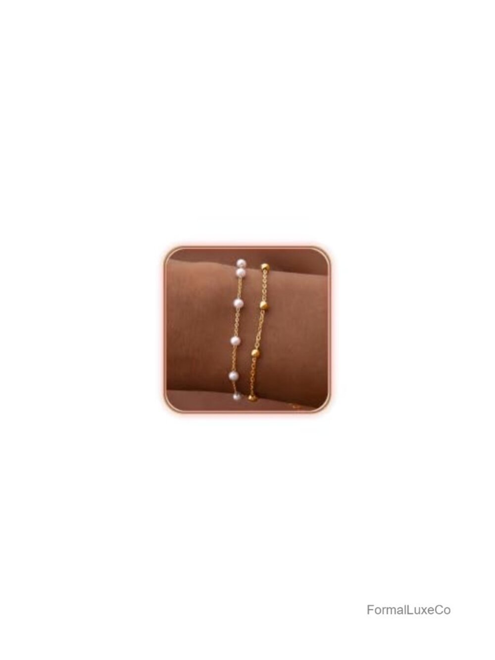 Waterproof 14K Gold Plated Pearl Bracelet Set, Dainty Chain Bracelets Stackable